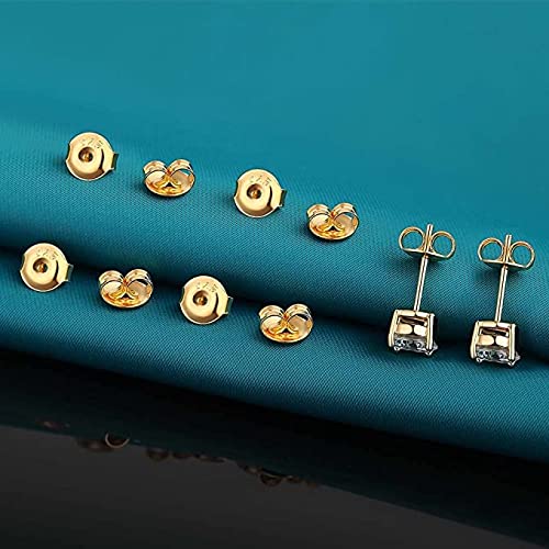 Catinee 16PCS 925 Sterling Silver Earring Backs 14k White Gold Plated Earring Backs for Studs 6MM Hypoallergenic Secure Earring Backings for Locking Stud Earrings(8White+8Gold) - Image 4